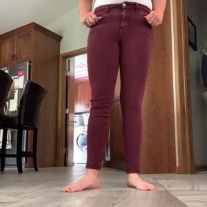 American Eagle Maroon High Rise Jeggings